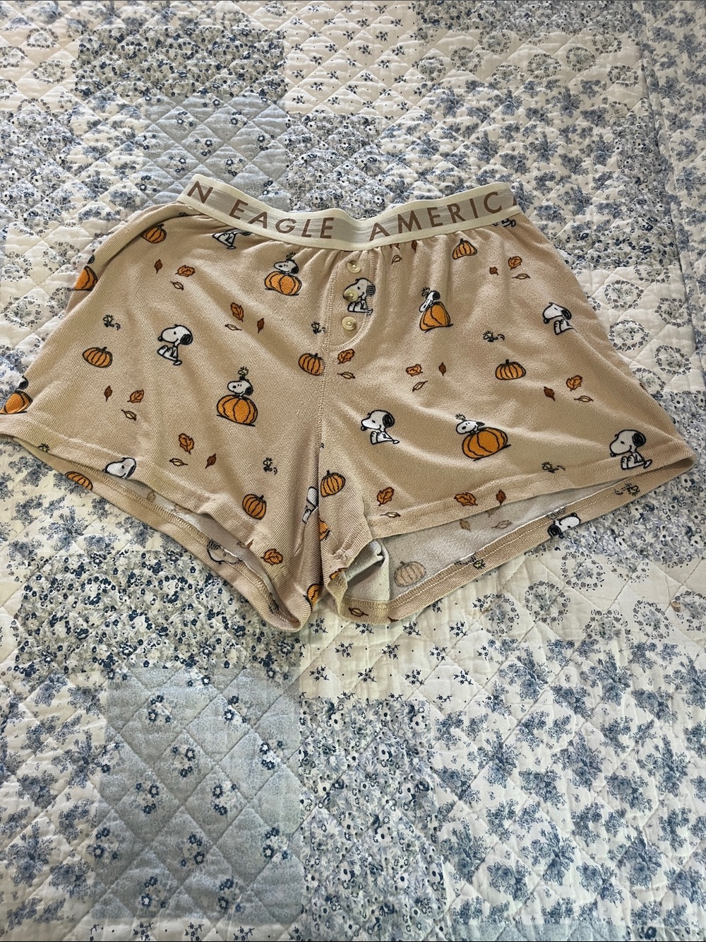 American Eagle Outfitters Beige Snoopy Pumpkin Pajama Set - Picture 4 of 4